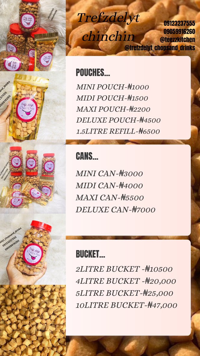 Chef_Tee_'s tweet photo. I almost fainted now now.🥲😩

Omoooo, i haven’t eaten today, I just finished frying one basin of our milky crunchy Chinchin.
Please come and buy one or 5cans ooo, even if you can buy, retweet,like,quote and even share.
Help a sister.

Make I go find food chop fess before I collapse 😩…
