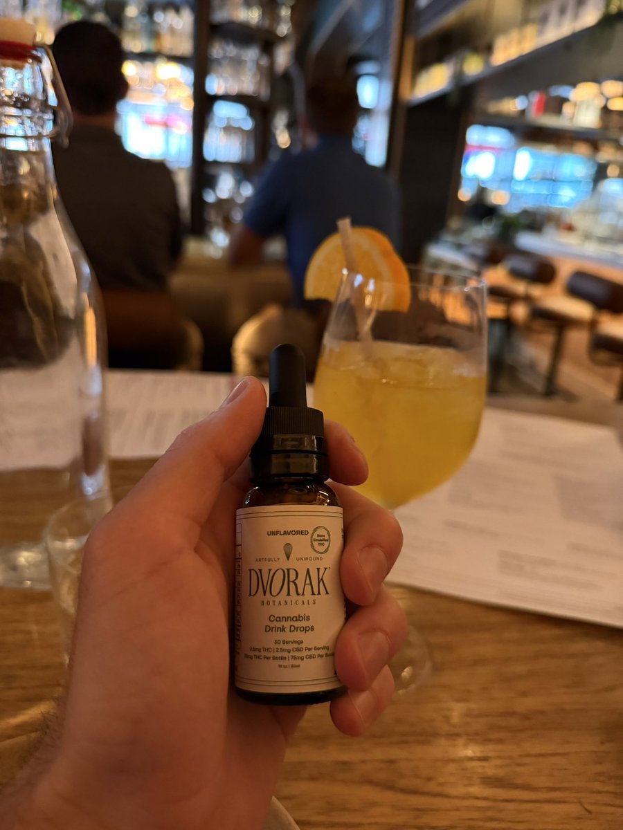 DaneDvorak's tweet photo. One fun part about building a brand is the research and development.
Last night at dinner I opted for mocktails, but slipped a few of my drops in 😉. No next day hangover. https://t.co/XBKCdLJpL6