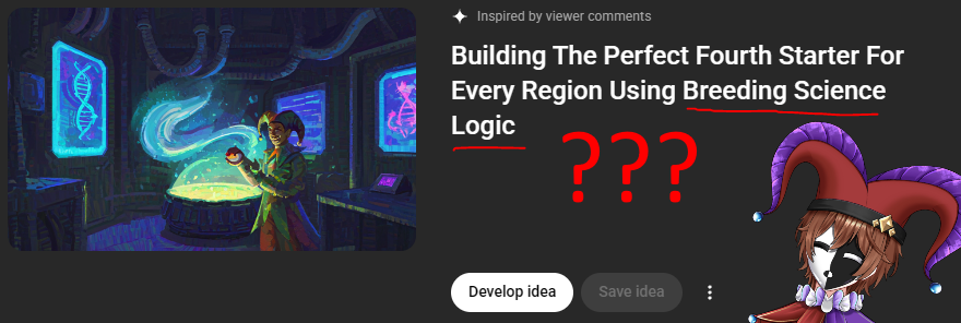 YouTube Studio has really been pushing its whole "use our A.I" thing recently with me. And while I can't stand the thing, every once in a while it does hit me with something truly bizarre.

LIKE WHAT DOES THIS EVEN MEAN!

#Vtuber #YouTube #smallcontentcreator #AIstinky