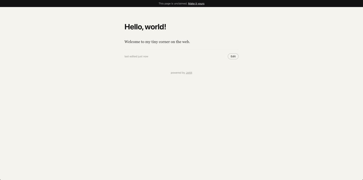 simoncarstensen's tweet photo. This is Jottit. Click a button, write something, and you have a site. That's it. https://t.co/CUSaGxqRLy https://t.co/k2NfxaNr4f