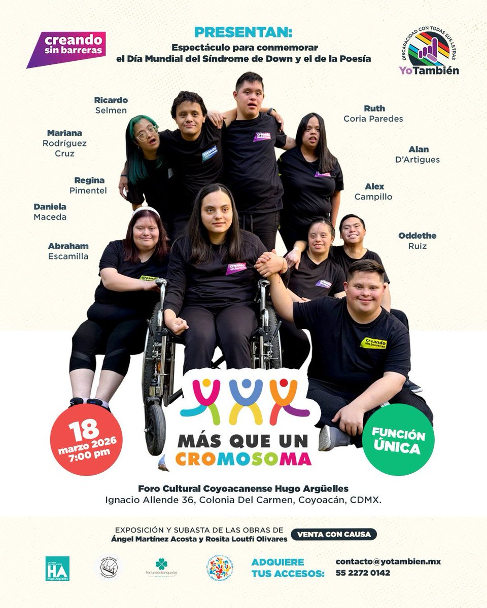 PoderCiudadTV's tweet photo. Hoy‼️

Más que un cromosoma, espectáculo para conmemorar el Día Mundial del Síndrome de Down y el de la Poesía @kdartigues @YoTambien @TanyaSelmen 

📻#RadioCongreso
🎙️@floresaquino 
⏰ 17/18 hrs #EnVivo 

Escúchanos en

📲 https://t.co/lWDtpAOGIO🎧

📍@CanalCongreso https://t.co/G9tJLIZUYj