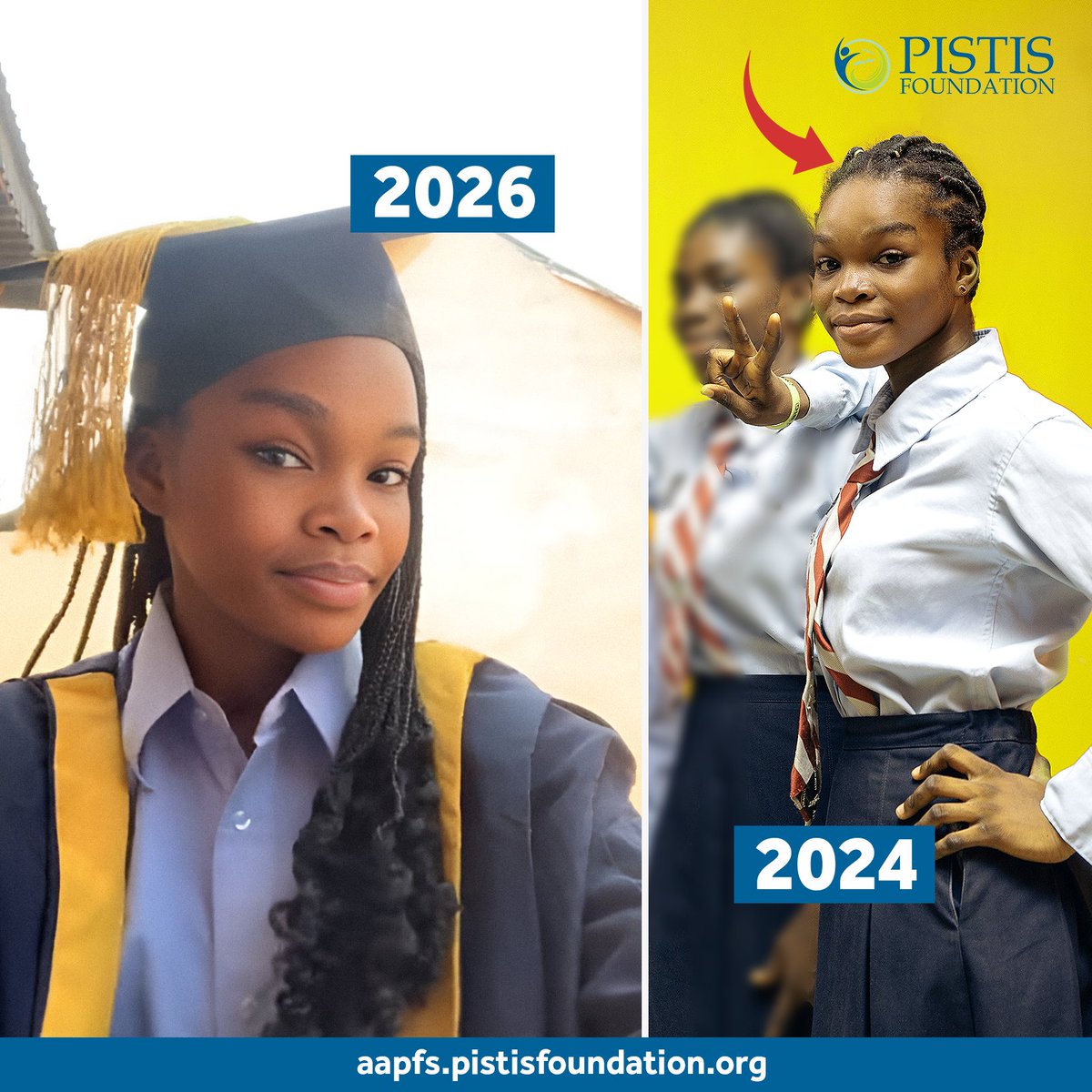 Celebrating women &amp; girls this month! 🎉 Congrats to our scholar Boluwatife on admission to a top Nigerian uni for Mass Comm. Remarkable growth since joining Pistis Foundation in 2022 she's set to inspire &amp; impact!

 Help us empower more: aapfs.pistisfoundation.org