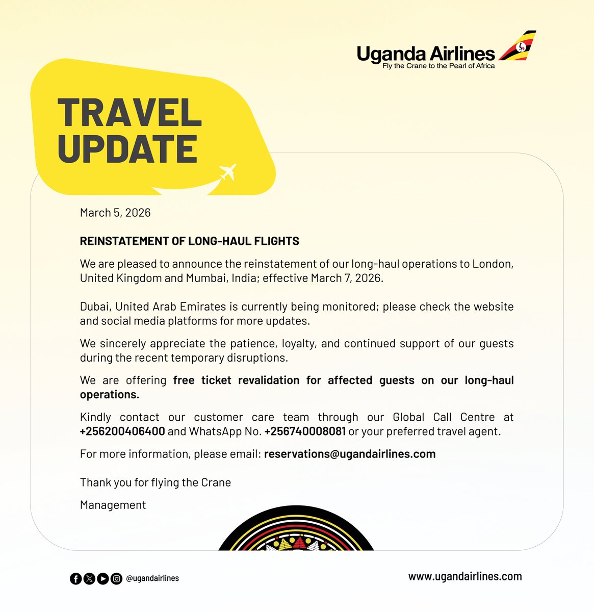 Uganda Airlines tweet media