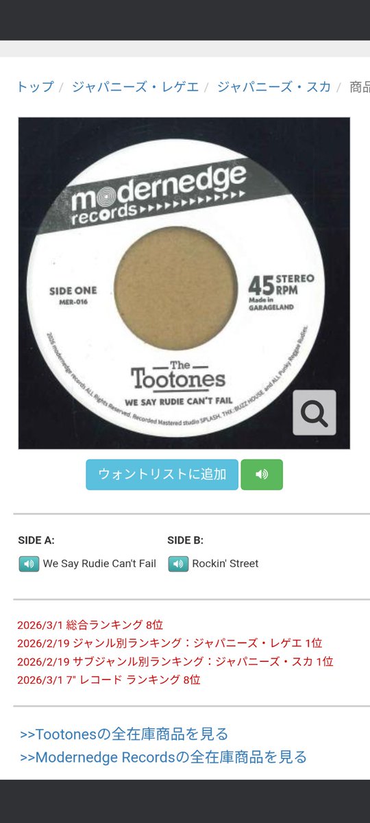 TAKUMiX19780422's tweet photo. レゲエレコード.comでまさかのランキング1位
総合ランキング3位で1位と2位がスカフレイムスだった
わけのわからん奇跡。
うちしか出してないかと思ったら
36位までちゃんと掲載されてたし。
ここの店舗はかなりとってくれたのですが、ソールドアウトになってました。
僕のところにまだあるよ https://t.co/tkW2tvKduX