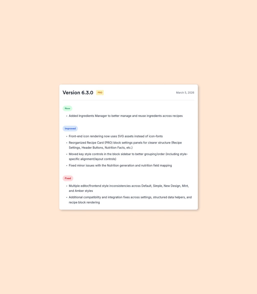 Recipe Card Blocks tweet media