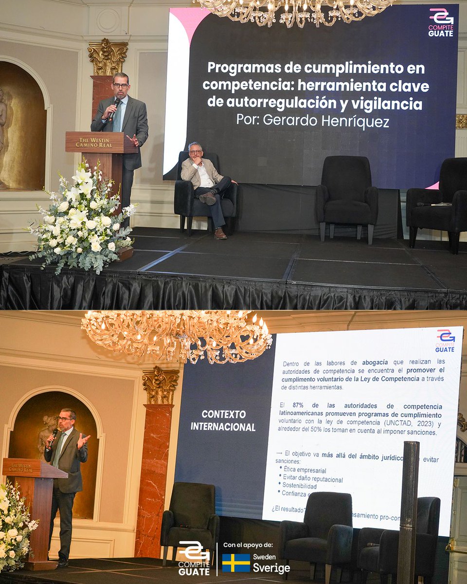 CompiteGuate's tweet photo. Cimentando un ecosistema de competencia 🤩👇🏼

El Congreso Anual de CompiteGuate reunió a representantes del sector público, privado y académico para reflexionar sobre el papel clave de la competencia en el desarrollo económico del país.

👥 Un panel de expertos nacionales e internacionales compartió perspectivas, desafíos y oportunidades para fortalecer un entorno más dinámico, transparente y productivo.

Iniciativa con el apoyo de: @SwedeninGT