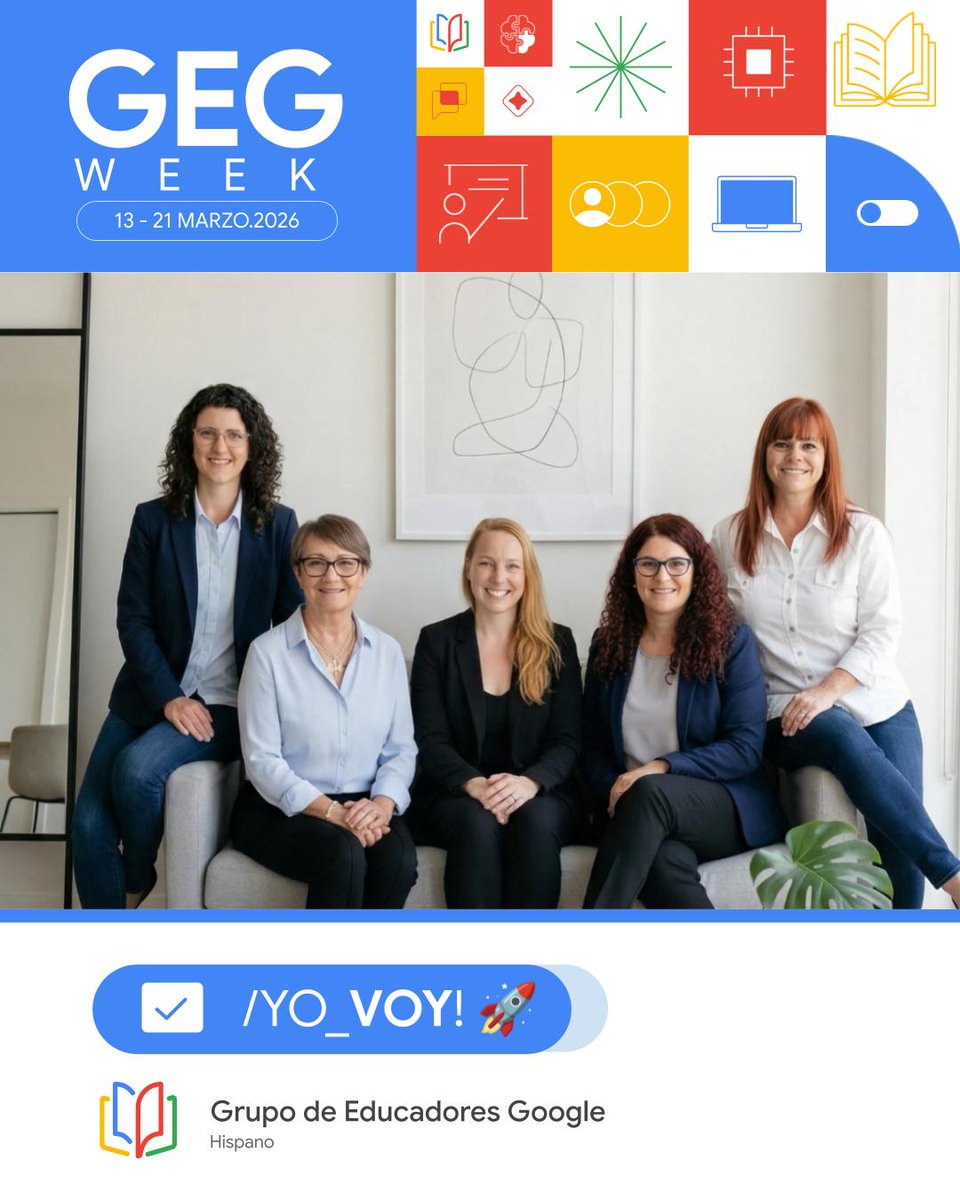 GEGBuenosAires's tweet photo. ¡Llega la #GEGWeek 2026! 🚀 Cultura y alfabetización digital gratis para docentes. 🗓️ 13-21/03. ¡Sumate!

@geghispano @gegbrasil  #ConectaGEG #SomosTodosLATAM  #Googleforeducation #GEGprogram @GlobalGEG #googlechampions https://t.co/dtxGMV2IEF