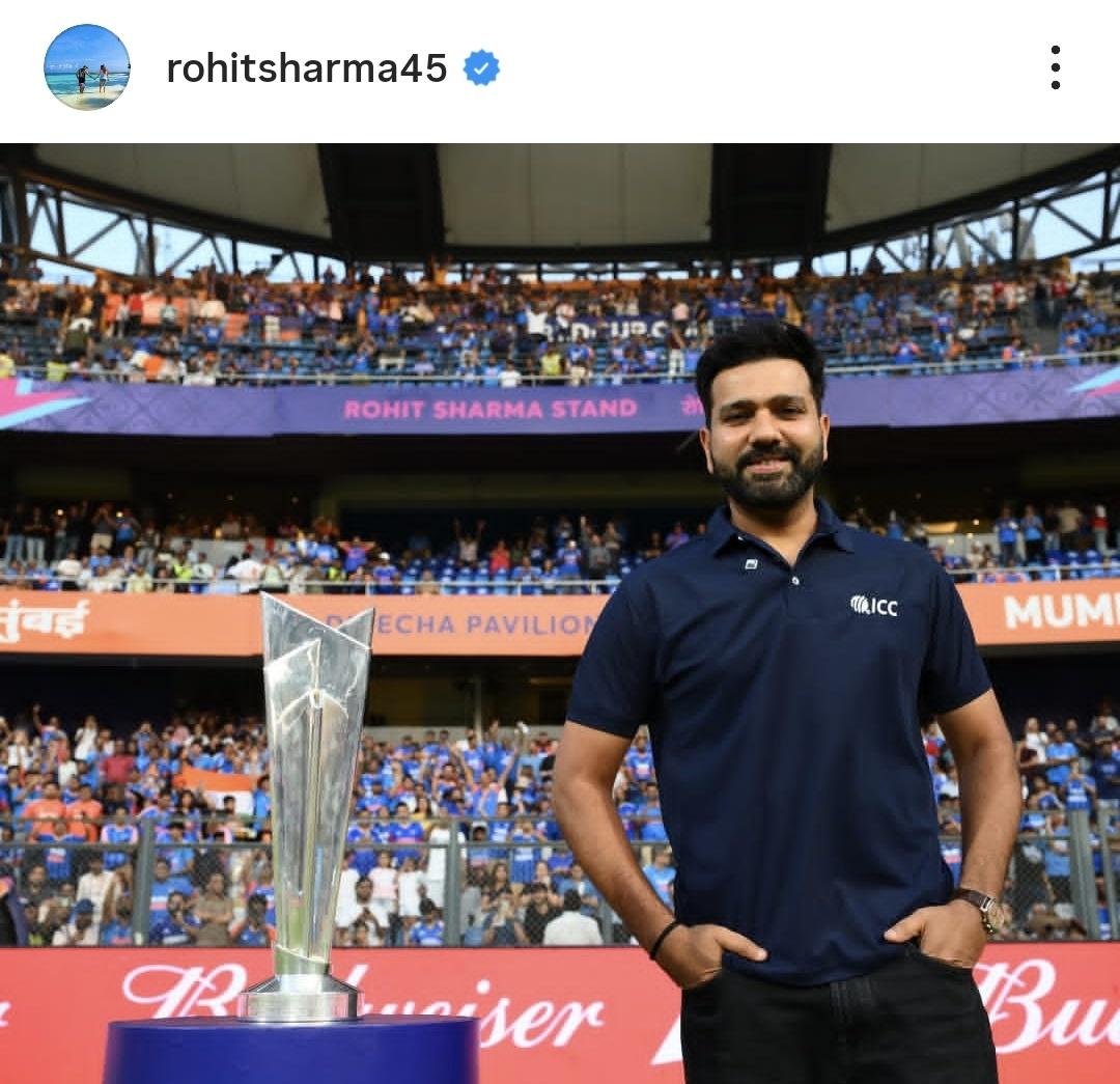 ImTanujSingh's tweet photo. ROHIT SHARMA WITH T20 WORLD CUP TROPHY AT WANKHEDE. 🇮🇳🐐

- The GOAT Captain of India! https://t.co/N2X0mJnvc7