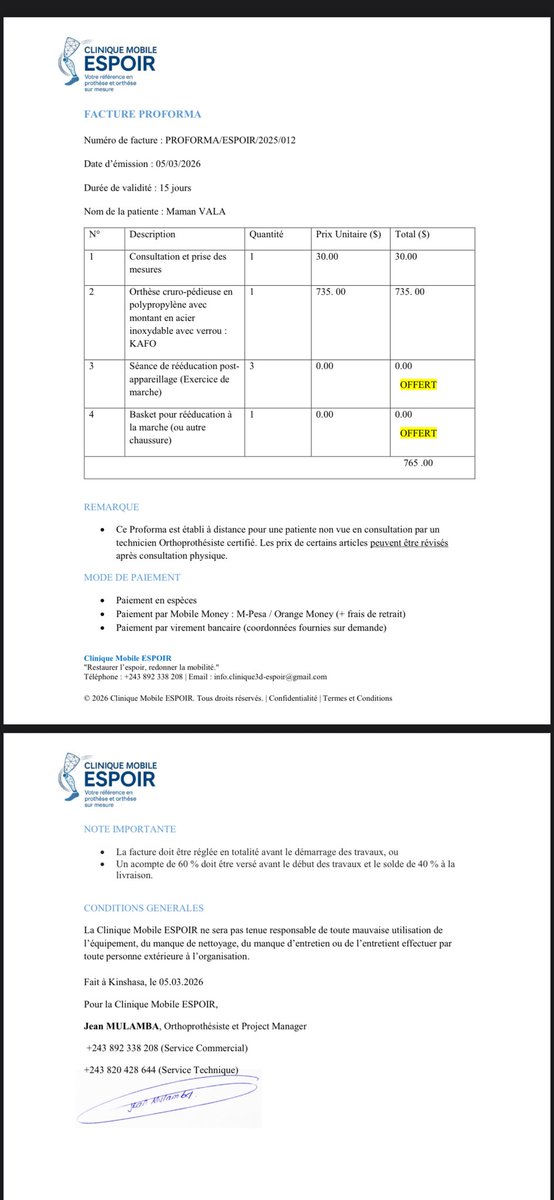 📢 Appel à la solidarité

Nous sollicitons votre aide pour notre maman qui a besoin d’un appareil orthopédique pour mieux marcher.

Montant nécessaire : 765 $

📲 M-Pesa : 083 995 8511

Merci pour votre soutien. Que Dieu vous bénisse. 🙏