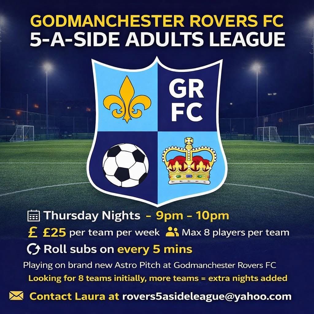 GoddyRoversFc's tweet photo. kicking off next Thursday! ⚽💙⚽️

We’re still looking for a couple more teams to join us, so get in touch now if you fancy being involved.

Having fun, team bonding, keeping the fitness up, and just mates getting together to play football.
Email: Rovers5asideleague@yahoo.com https://t.co/BqGMBzKr39