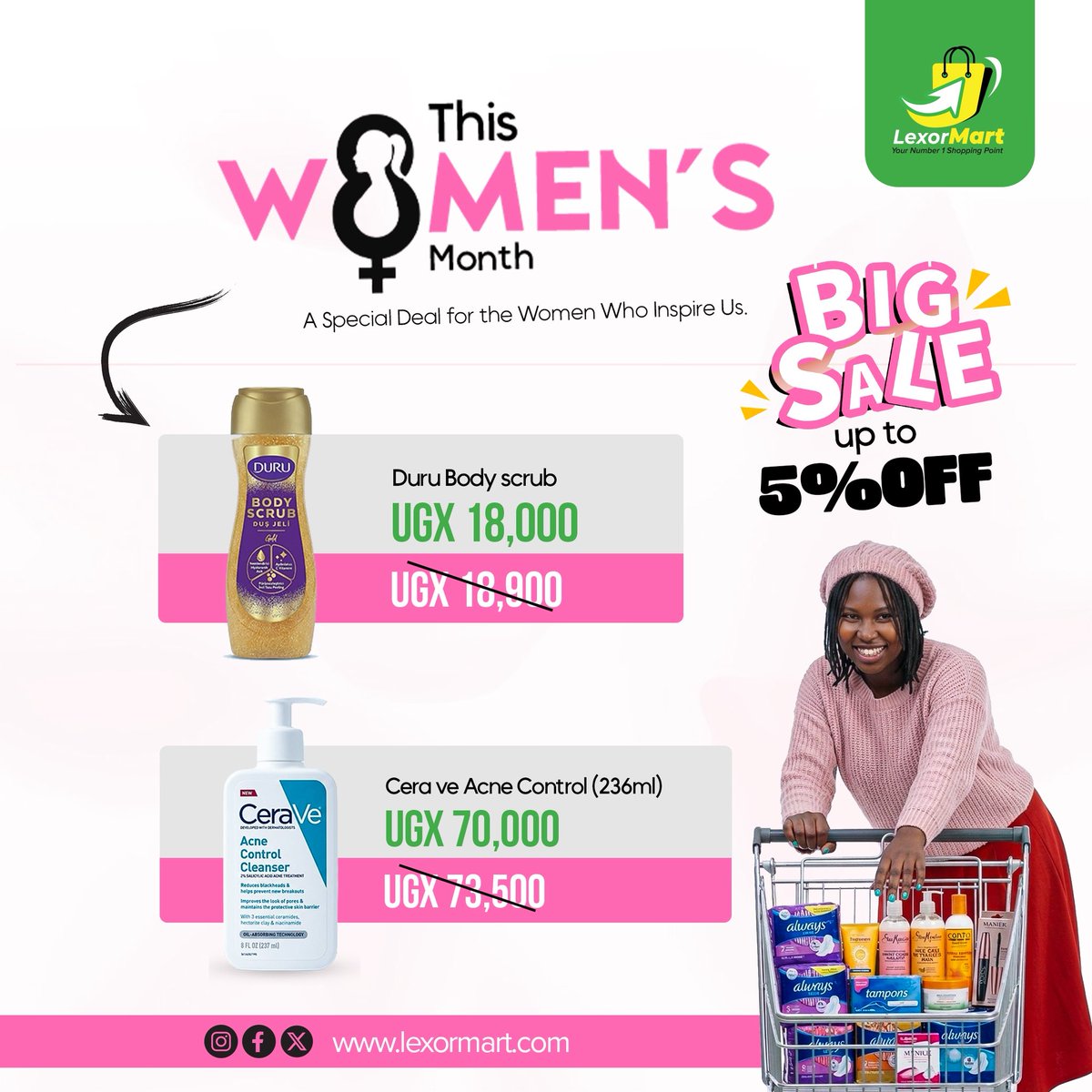 LexorUg's tweet photo. Queens deserve the royal treatment! 💃✨ This Women’s Day at Lexor Mart, spoil yourself with up to 5% off beauty essentials, chocolates, wines, and all your favorite treats. #lexormartvibes #womensdayoffers  #womensdayoffers https://t.co/MnYpz6cPS2