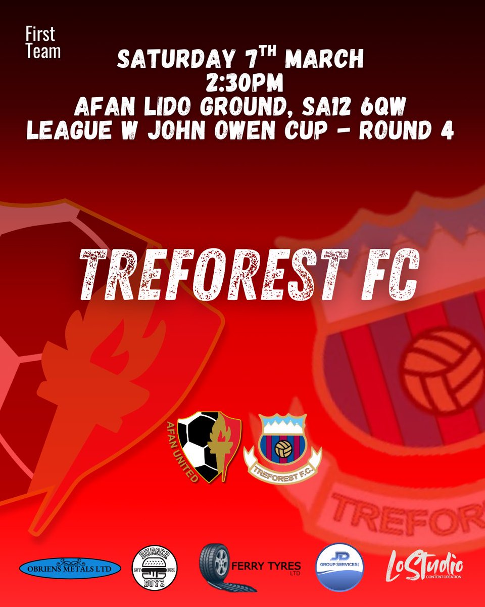AfanUnited_FC's tweet photo. 𝙽𝚎𝚡𝚝 𝙼𝚊𝚝𝚌𝚑 ➡️

On Saturday we play at the Afan Lido Ground at 2:30PM against @TreforestFC in round 4 of the W John Owen Cup.

The reserves also play against Tata Steel United FC Reserves at Western Avenue playing fields at 2PM. https://t.co/Ru7xA2iEci