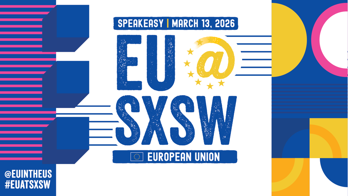 EUintheUS's tweet photo. π’ #EUatSXSW is calling, and the EU will be there!
On March 13, we're bringing innovation, culture, and tech leadership to #SXSW2026! Attend our fireside chat, panel, cultural showcase, and networking events at Speakeasy in Austin.
Details and RSVP: https://t.co/3Pn01FeD9x https://t.co/SXUeD2OpX2