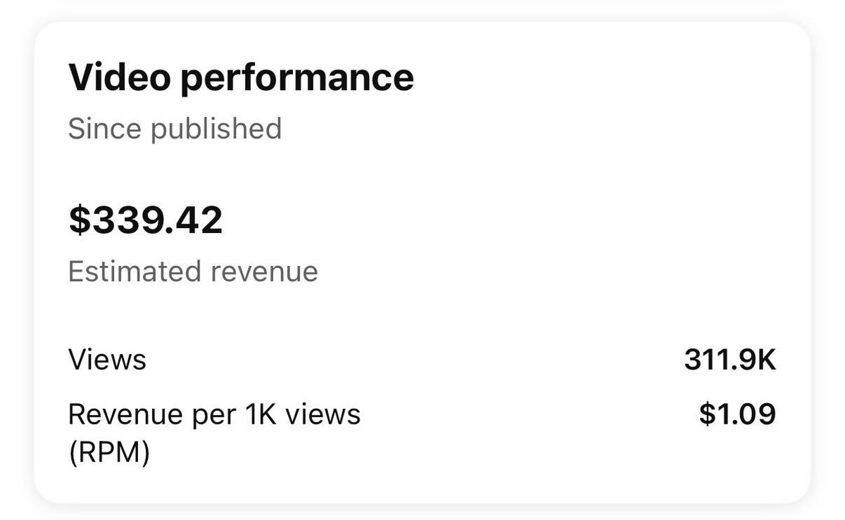 Já se perguntou quanto o youtube paga por cada 1k visualizações? Aqui o RPM está 1.09