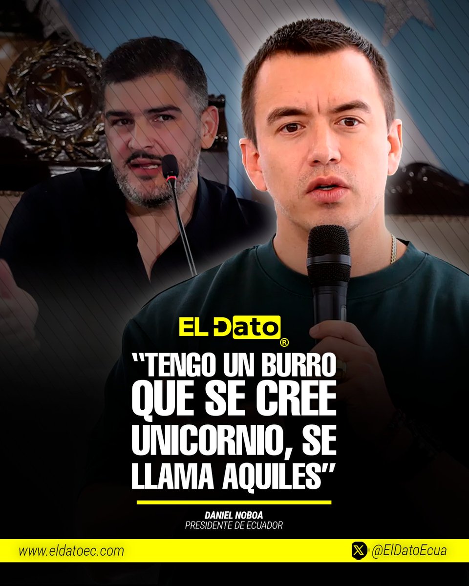 ElDatoEcua's tweet photo. #Urgente "¡TENGO UN BURRO QUE SE CREE UNICORNIO, SE LLAMA AQUILES!"

El presidente Daniel Noboa comentó que tiene una nueva mascota: un burro que “se cree unicornio” y al que decidió llamar Aquiles.

En ese contexto, explicó que sus viajes al exterior no son paseos, sino parte de su trabajo para fortalecer las relaciones internacionales en beneficio del país. Señaló que, si se tratara de vacaciones, preferiría quedarse en Olón junto a sus hijos y sus mascotas.

@ElDatoEcua👈

#ElDato #Ecuador #Noboa #Presidencia