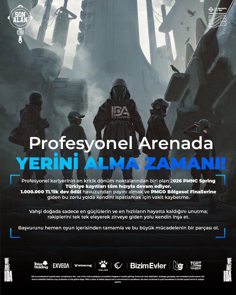 Geleceğin espor yıldızı senin takımından çıkabilir!🌟 

1 Milyon TL ödüllü PMNC Spring Türkiye için kayıtlar devam ediyor! PMGO bölgesel finallerine omuz omuza gideceğin takım arkadaşların kimler?

👇 Oyun içinden kaydınızı hemen yapın! 🏆
