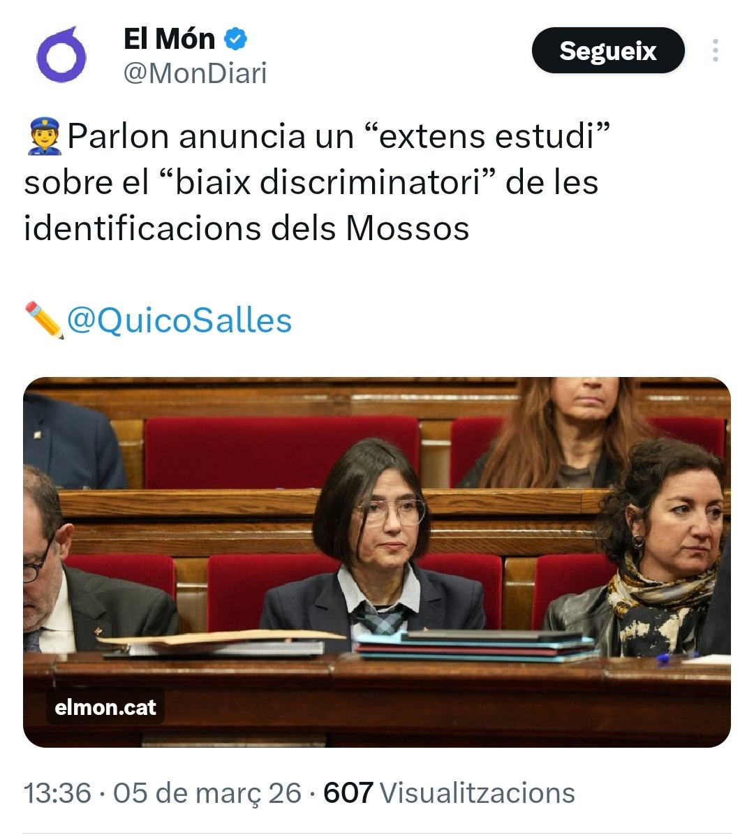 Ya te hago yo el estudio del biaix, <a href="/nuriaparlon/">Parlon #apeudecarrer #interioriseguretatpública</a>. Tengo un hijo "racializado". Mossos o G.U. lo paran a menudo, le piden documentación y a veces lo cachean en plena calle de forma humillante. Él les habla en catalán y le responden en castellano. Lo ves. Te he ahorrado una pasta.