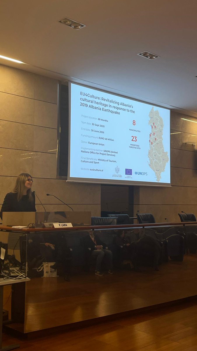 eu4culture's tweet photo. #EU4Culture was presented in Bologna at the International Symposium on Post-Earthquake Management, showcasing how heritage restoration contributes to Albania’s recovery and stronger communities. https://t.co/I9PEbnawgW