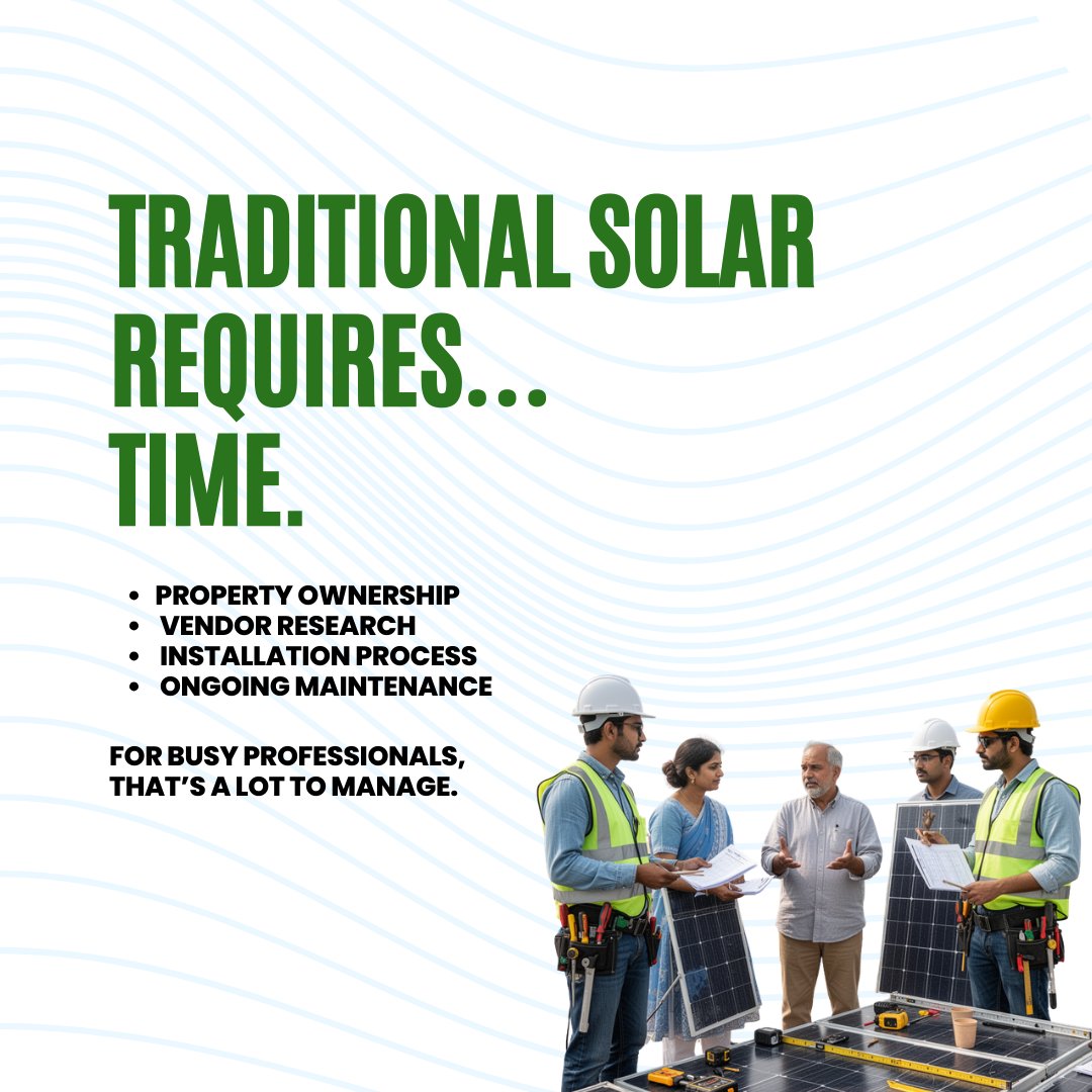 SolarCapital_'s tweet image. Your energy choices shouldn’t require a second job.

Traditional solar often means:
⚡ Installation planning
⚡ Vendor coordination
⚡ Maintenance responsibility

🔗 Visit solarcapital.in

#DigitalSolar #DigitalSolarInvestment #SolarForProfessionals #SolarCapital