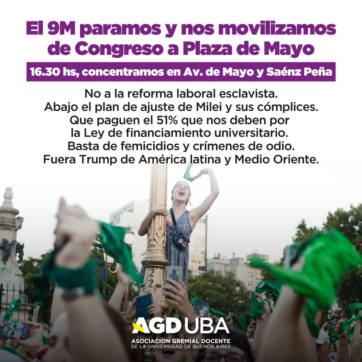 En el marco del Día internacional de las mujeres trabajadoras:
El 9M paramos y nos movilizamos de Congreso a Plaza de Mayo
16.30 horas, concentramos en Av. de Mayo y Saénz Peña.