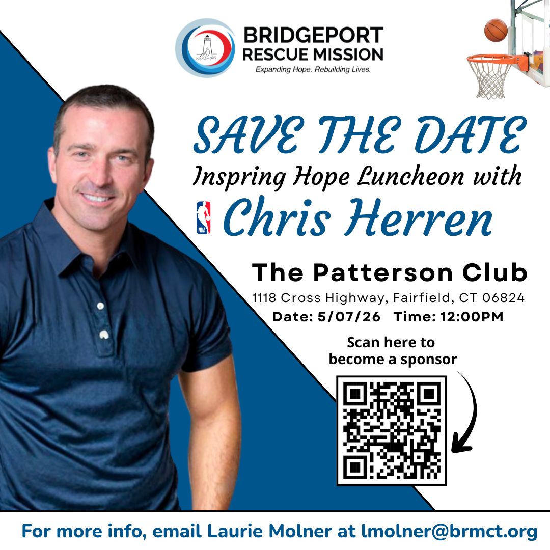 BptMission's tweet photo. Join us on May 7, 2026, at The Patterson Club for the Inspiring Hope Luncheon featuring Chris Herren. Sponsorship opportunities are now open. Reserve your spot at https://t.co/O4viohRJDi. For more info, email Laurie Molner at lmolner@brmct.org https://t.co/EShRShr9Ao