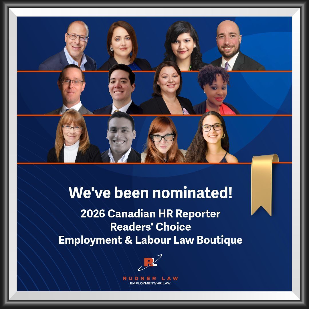 RudnerLaw's tweet photo. Exciting news! The Rudner Law team has been nominated for the @HRReporter Readers' Choice Awards! 🏆
Vote for us at Item #26 here: https://t.co/pMmE871Ufx
Thank you for your continued support! #HR #EmploymentLaw #HRReporter #CanadaBusiness https://t.co/KrlsDSQA5p