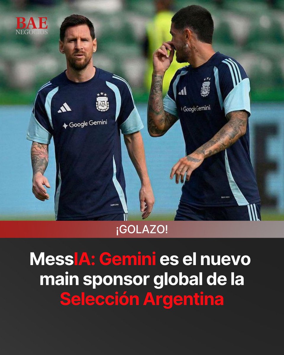 🤝 DOS POTENCIAS SE SALUDAN 👉 baenegocios.com/negocios/la-af…

🇦🇷 La AFA y Google anunciaron un acuerdo histórico: Gemini es Main Sponsor Global de la Selección Argentina.