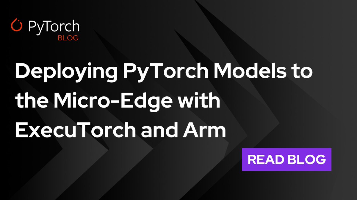 PyTorch's tweet image. PyTorch at the micro-edge? Yes.

See how ExecuTorch brings PyTorch models to Arm microcontrollers—quantized, compiled, and running on a Corstone-320 + Ethos-U NPU (via FVP). 🔗 hubs.la/Q045FHpT0

From training to deployment, end to end.

#PyTorch #ExecuTorch #EdgeAI #TinyML
