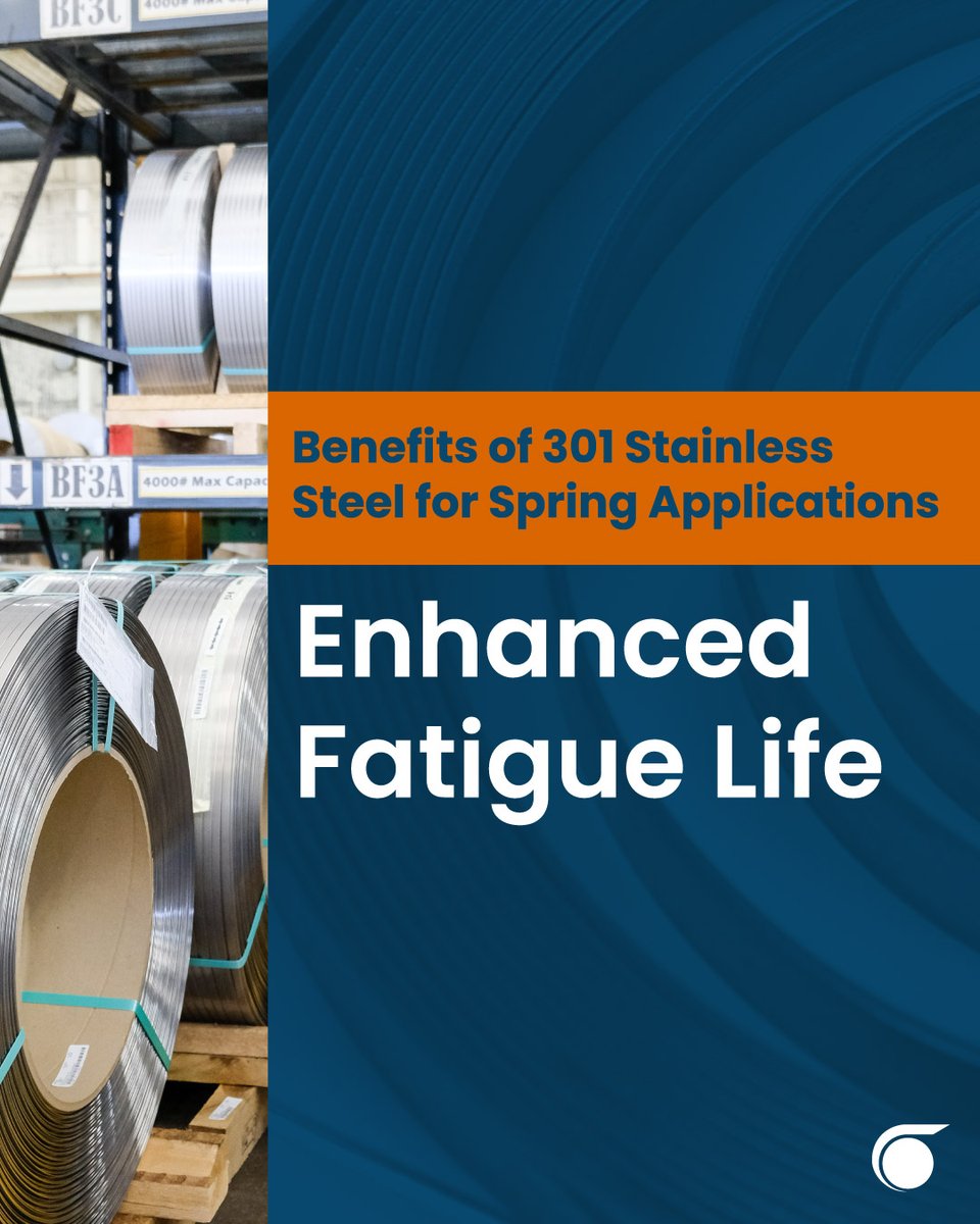 RolledMetal's tweet image. With a full hard temper, 301 stainless steel springs boast enhanced fatigue life, resisting wear and tear for long-lasting performance under cyclic loading. ow.ly/Zc1350Ym3j4 

#StainlessSteel #SpringManufacturing #MetalSupplier #RolledMetal