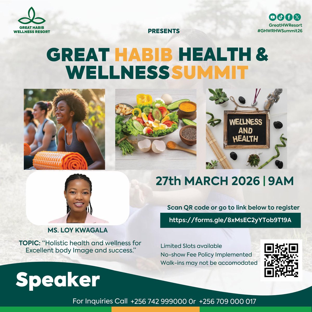 Meet Ms. Loy Kwagala, one of the speakers at the Great Habib Health &amp; Wellness Summit. 🌿

She will share insights on “Holistic Health &amp; Wellness for Excellent Body Image and Success.”

📅 27 March 2026 | 9AM
📍 Register now using link: forms.gle/8xMSEC2yYTobT1… | #GHWRHWSummit26