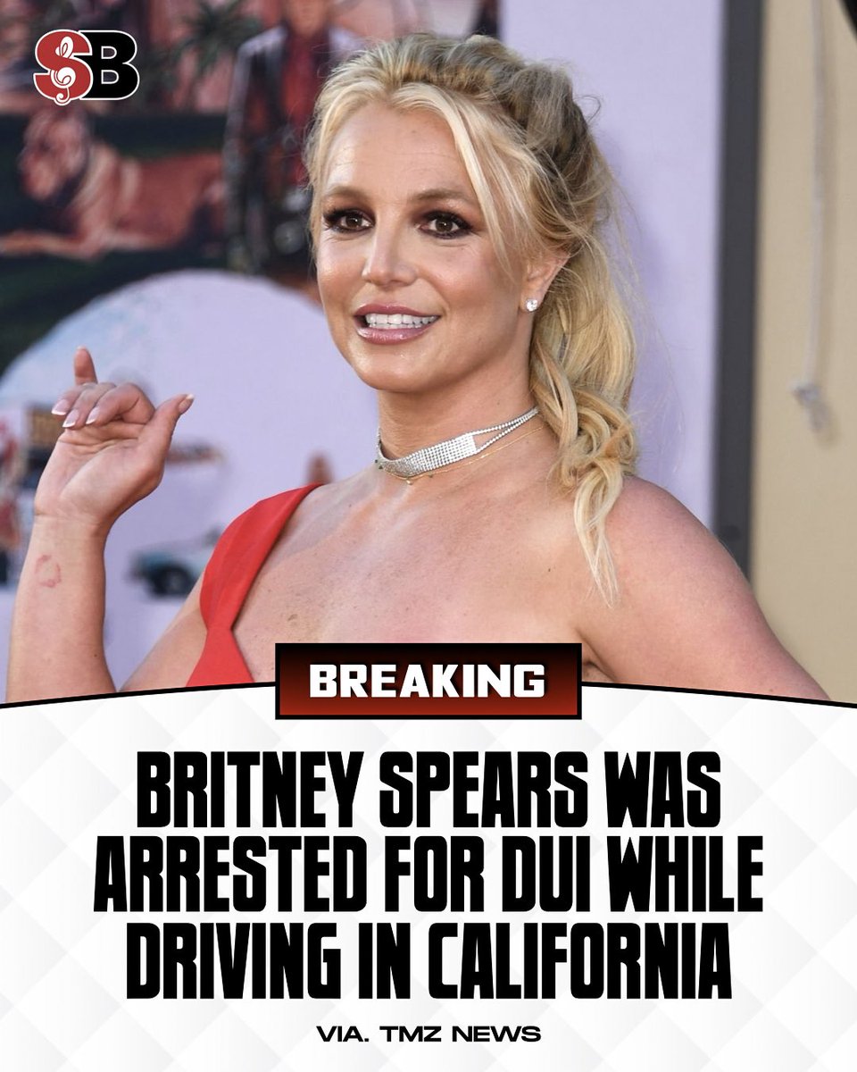 StereoBuzzX's tweet photo. BREAKING: Britney Spears was arrested for DUI while driving in California on Wednesday night. 

Her arrest comes after she sold part of her rights to her back catalogue in February to music publisher Primary Wave for an unknown fee.

Thoughts? 🤔 https://t.co/PiZxzHgl8z