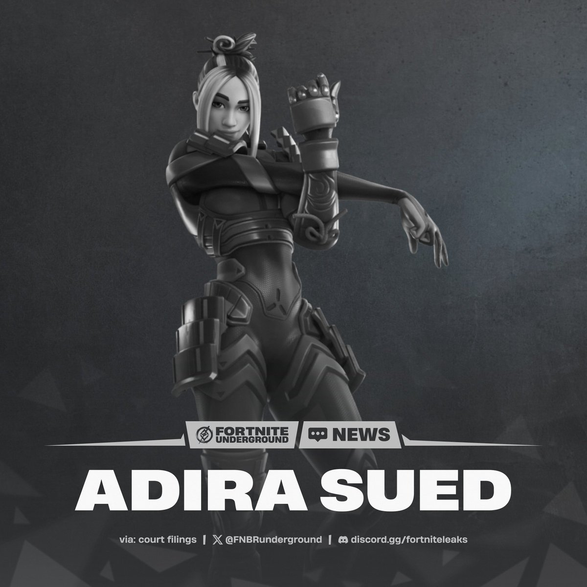 FNBRunderground's tweet image. AdiraFNInfo has been sued by #Fortnite creator Epic Games 😬 

Epic Games is demanding that the leaker pays for the damages they incurred by leaking collaborations early. Epic Games has also asked Adira to provide the names of every leaker they communicated with.