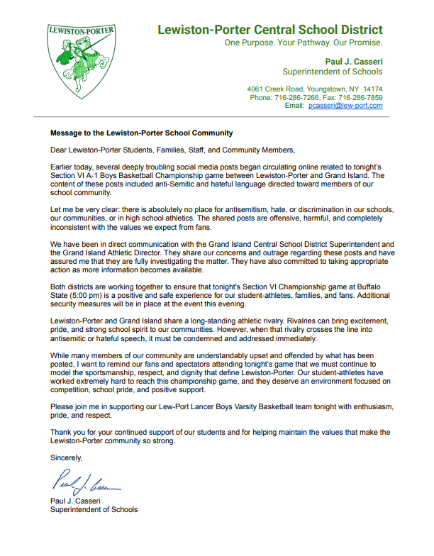 Lewiston-Porter CSD tweet media