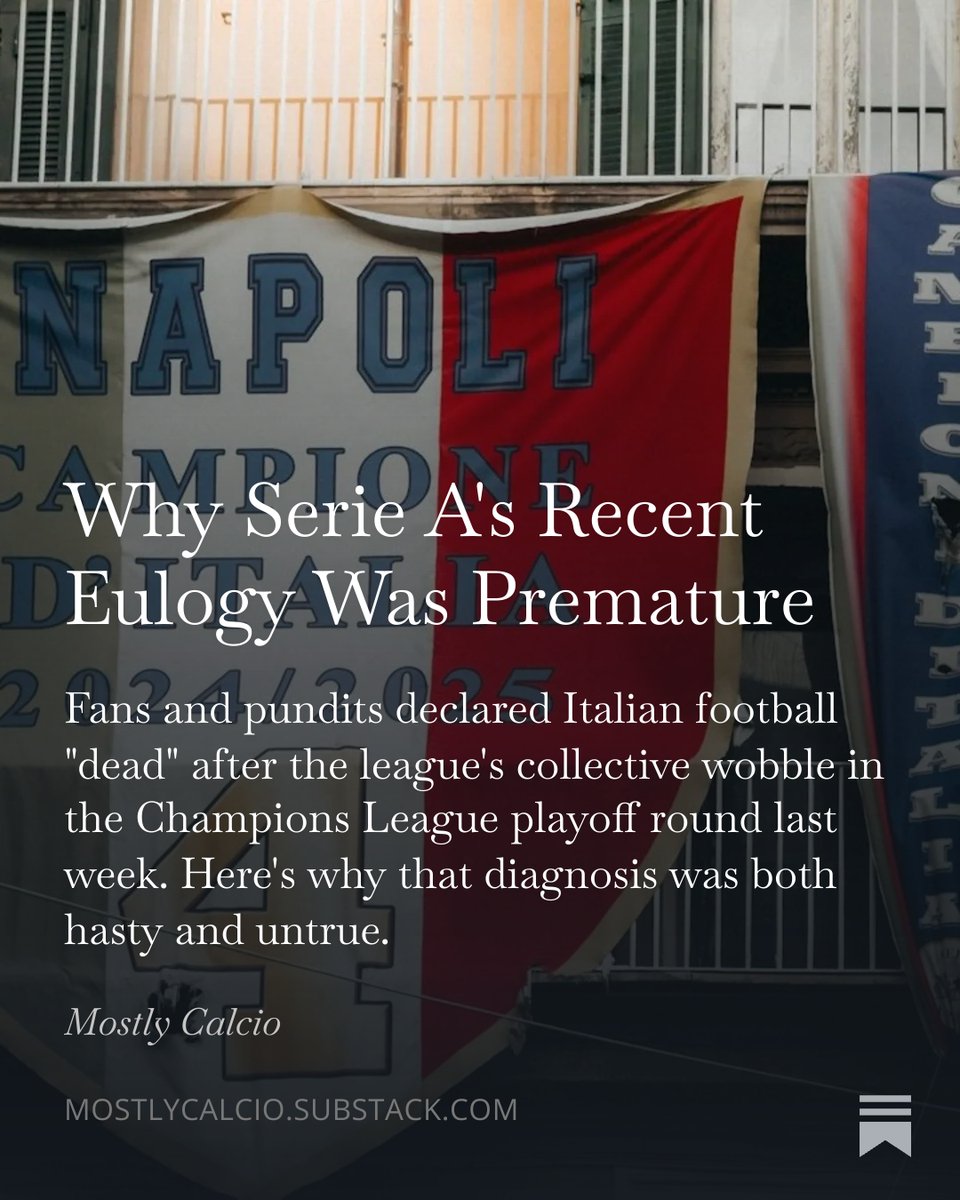 kai_henson's tweet photo. Serie A may be down, but it is far from finished and I offer some necessary context to the footballing world's reactionary proclamations of a "finished" league last week:

https://t.co/bKx7vFGoM2 https://t.co/IEiBgxgu9J