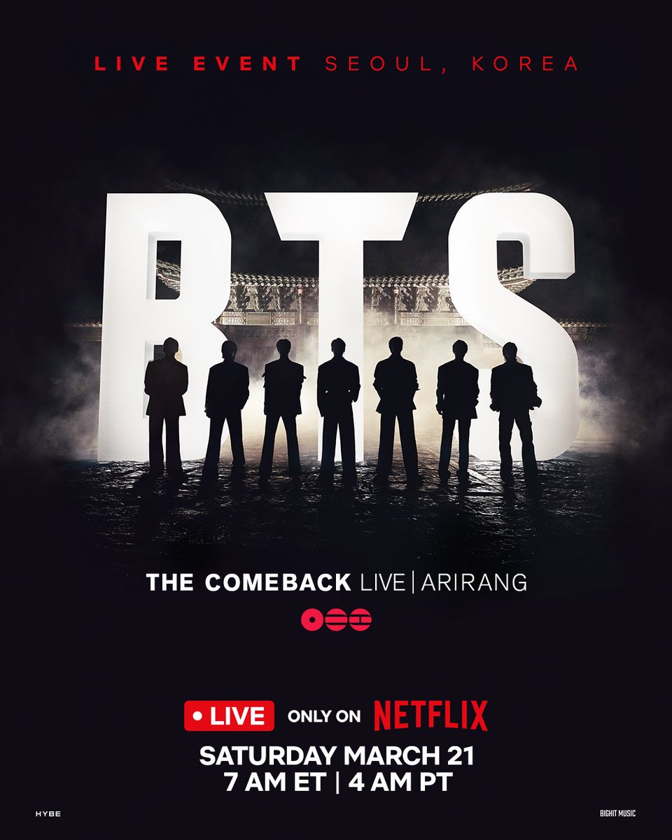 🔴Netflix subscription GA🎊
#BTSLiveonNetflix    

 • 2 winners 
 • rt, like and follow 
 • tag armys
 • reply with ss of pre saved arirang album on Spotify/🍎music and ss of what you are currently streaming (any platform) 
 • for indian armys only!
 • ends on 19 march
