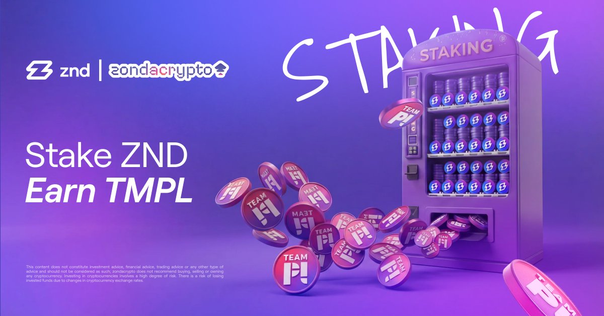 zondacrypto's tweet photo. Find out how to earn $TMPL tokens for $ZND staking!  

We are introducing significant updates to the ZND token staking mechanism. From now on, besides ZND rewards - supporting the ecosystem offers additional benefits in the form of TMPL token rewards.  

We invite you to read the latest article on our blog. In it, we explain the distribution rules, the mechanics of APR multipliers, and how the lock-up period affects the value of the rewards you receive.  

Read the full article here:  https://t.co/CK2J3Xxziv