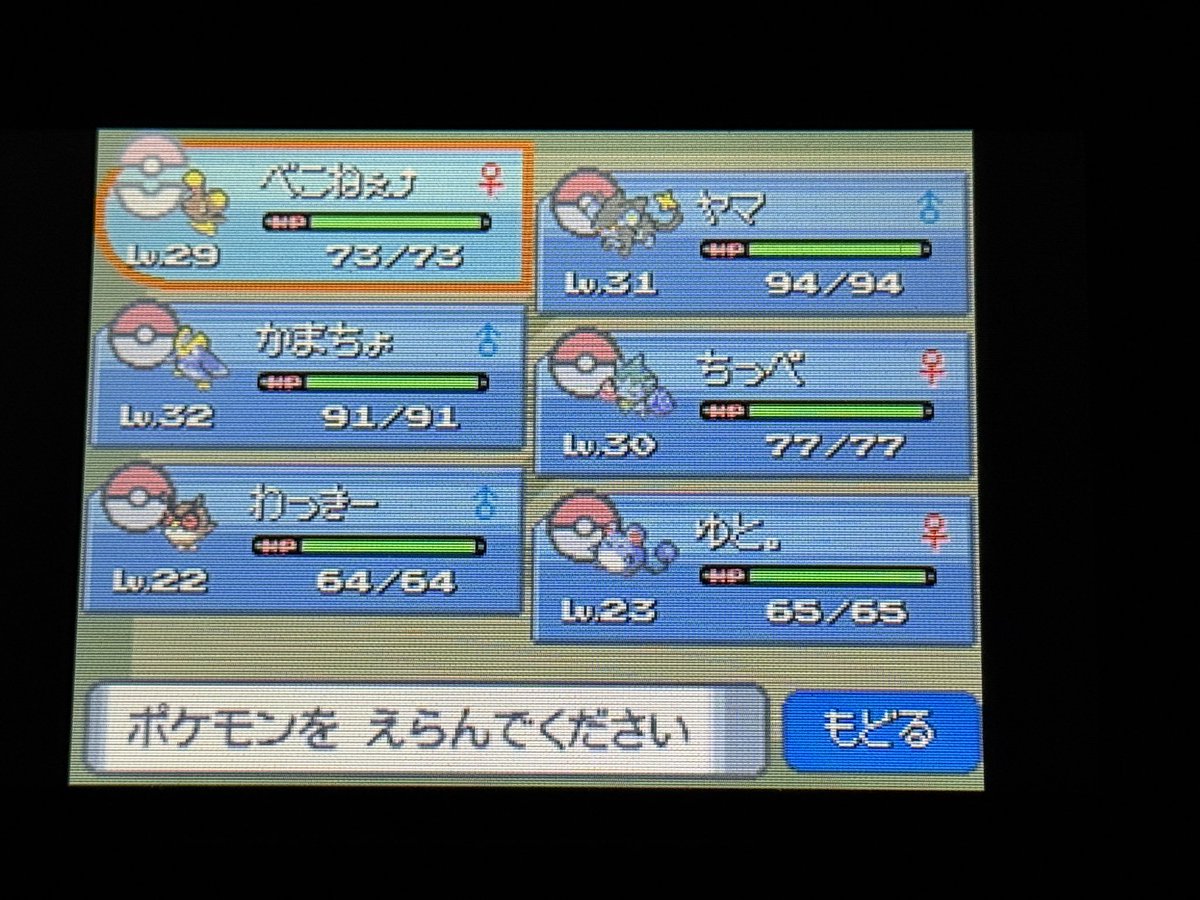 ERY_YuPPaI's tweet photo. ポケモンパール5日目

・3番目のジムエース(ルカリオ)に勝利するヤマ&amp;レントラーに進化
・ちっぺ進化、焦らしプレイの終焉
・サファリパークにてわっきー(ホーホー)&amp;ゆと。(マリル)が新たに加入

----以上！次回わっきー&amp;ゆと。進化！---- https://t.co/IEUiCIyX4T