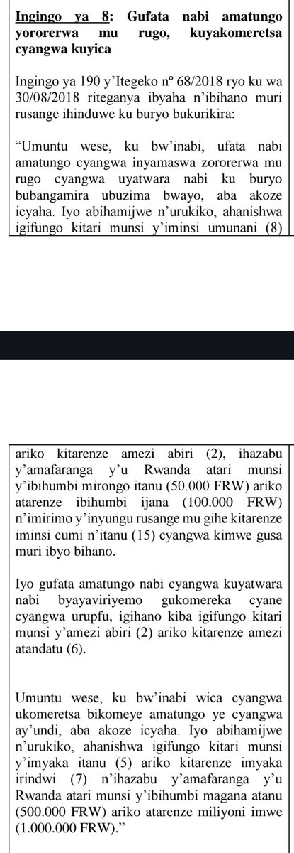 TalkLawRw's tweet photo. #ICYAHA: "Gufata nabi amatungo yororerwa mu rugo, kuyakomeretsa cyangwa kuyica" 

#Amategeko #Ubutabera #Rwanda https://t.co/w7bwobjVr4