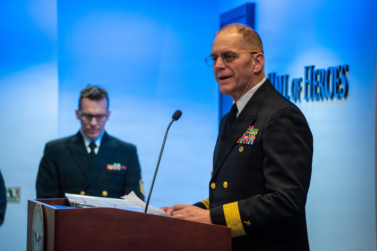 NavyChaplains's tweet image. RDML Carey H. Cash, Chaplain of the Marine Corps and Deputy Chief of Chaplains of the Navy, delivers the invocation during Medal of Honor recipient retired U.S. Navy Capt. E. Royce Williams’ Hall of Heroes induction ceremony at the Pentagon, Feb. 25, 2026.
#navy #chaplain #marine