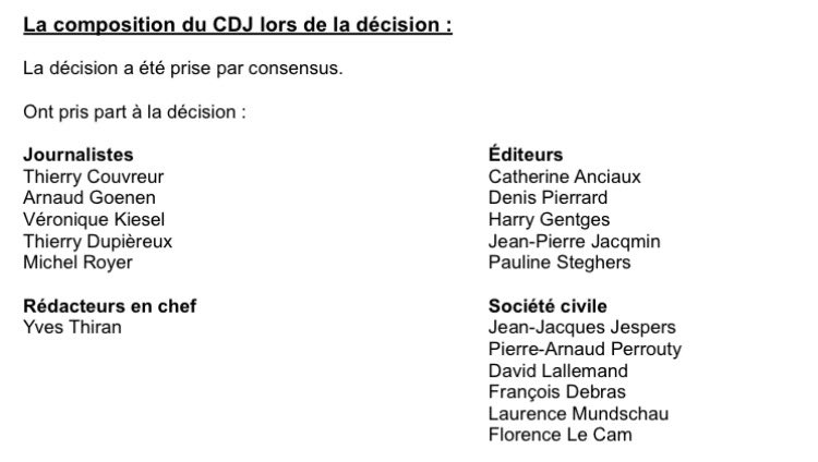 TonPereLaTurlut's tweet photo. Voici les membres du CDJ (@DeontoloJ) qui estiment que @21NewsBE n’aurait pas dû publier le discours prononcé par @JDVance à la conférence de Munich. 

On retrouve notamment @JPJacqmin, le directeur de @RTBFinfo.👇🏻 https://t.co/5YSjQKLjlG