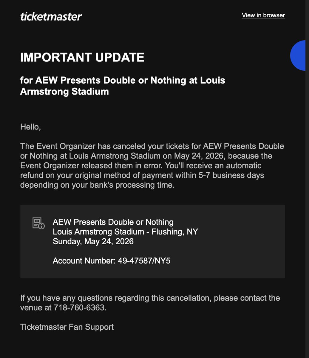 mookgiants's tweet photo. @TonyKhan @AEW @AEWonTV  is this how you want your fans to be treated?   I'm done with AEW if this isn't fixed.    We have been to many shows and sat first row many times including Arthur Ashe and multiple PPV's.    I will never attend another show ever again if this isn't fixed https://t.co/cPelUEJ4vY