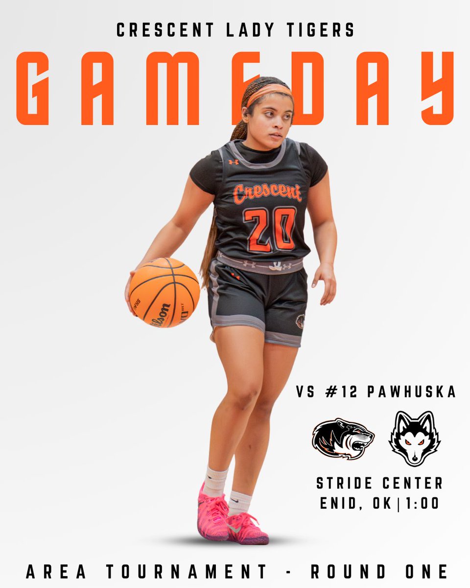 CrescentGBB's tweet photo. It’s GAMEDAY!

Area Tournament - Round One 

🆚 #12 Pawhuska 
📍 Stride Center - Enid, OK
⏰ 1:00 PM

#energy #attitude #toughness https://t.co/Xmpw4Fuus1