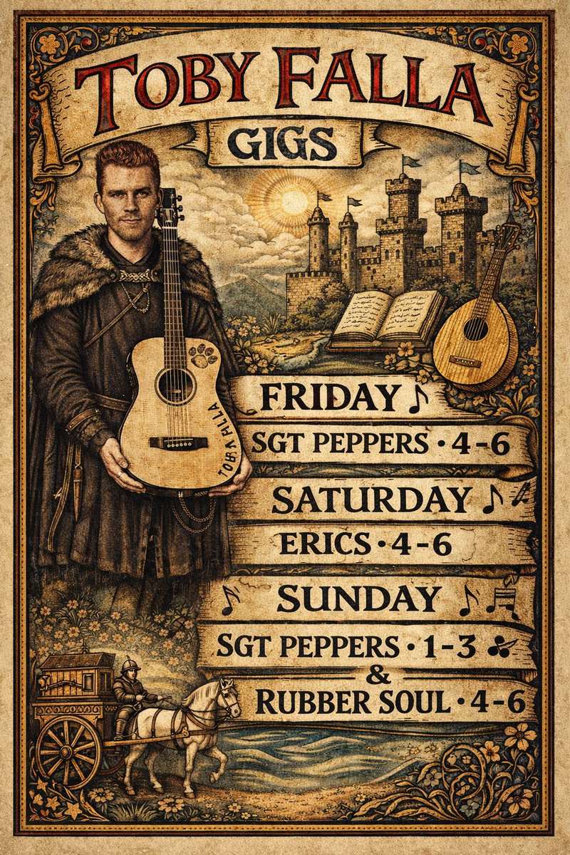 Me : “Ai, create me a medieval themed gig poster for this weekend”

Chat GPT : “As you wish Sire” 

⚔️😝🔥🤘

#livemusic #music #ai #medieval #liverpool
