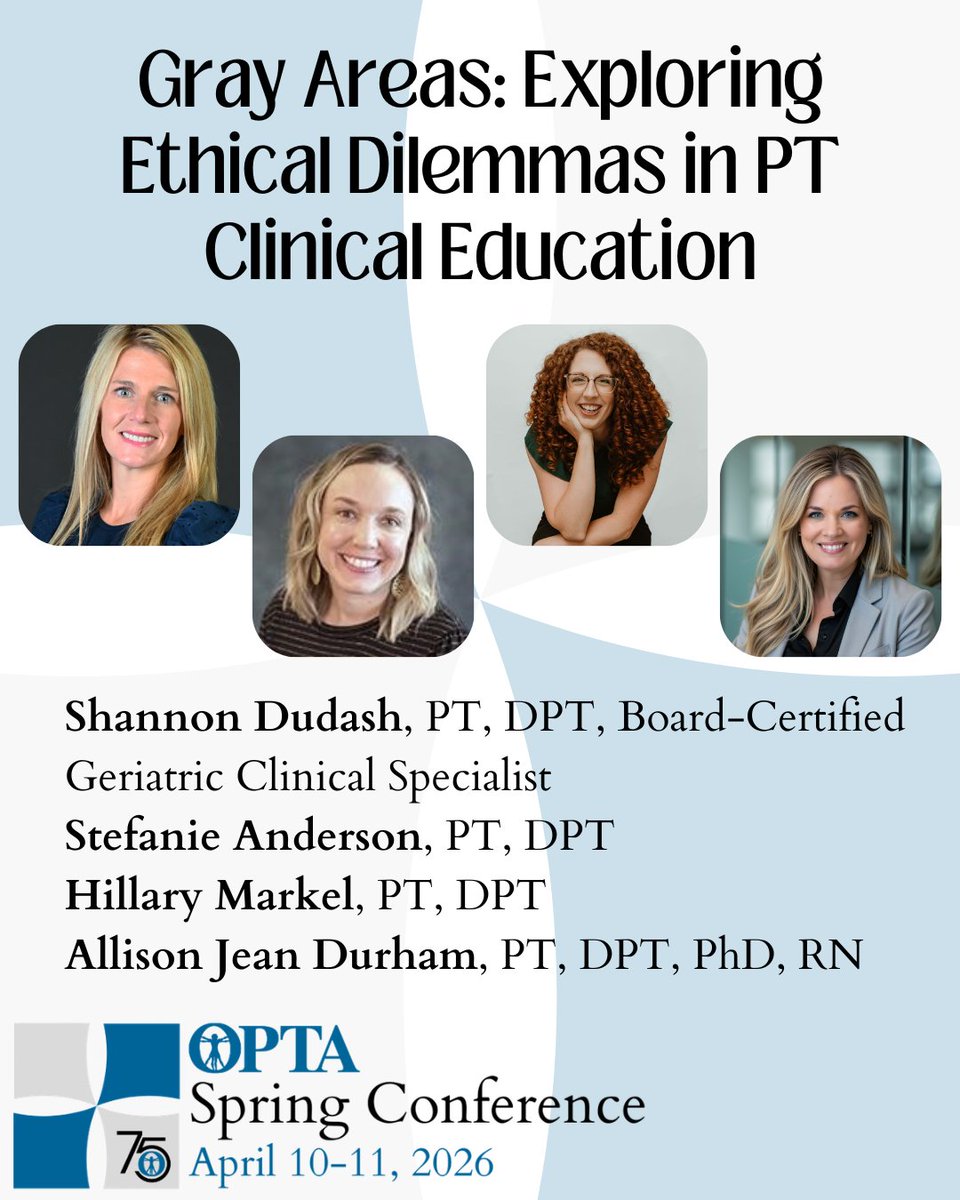 📣 Spring Conference Content Highlight 📣

This session explores ethical challenges unique to PT clinical education, linking the APTA Code of Ethics, Core Values, and CAPTE Standards to real-world dilemmas faced by students, instructors, and faculty. 

ohiopt.org/page/springcon…