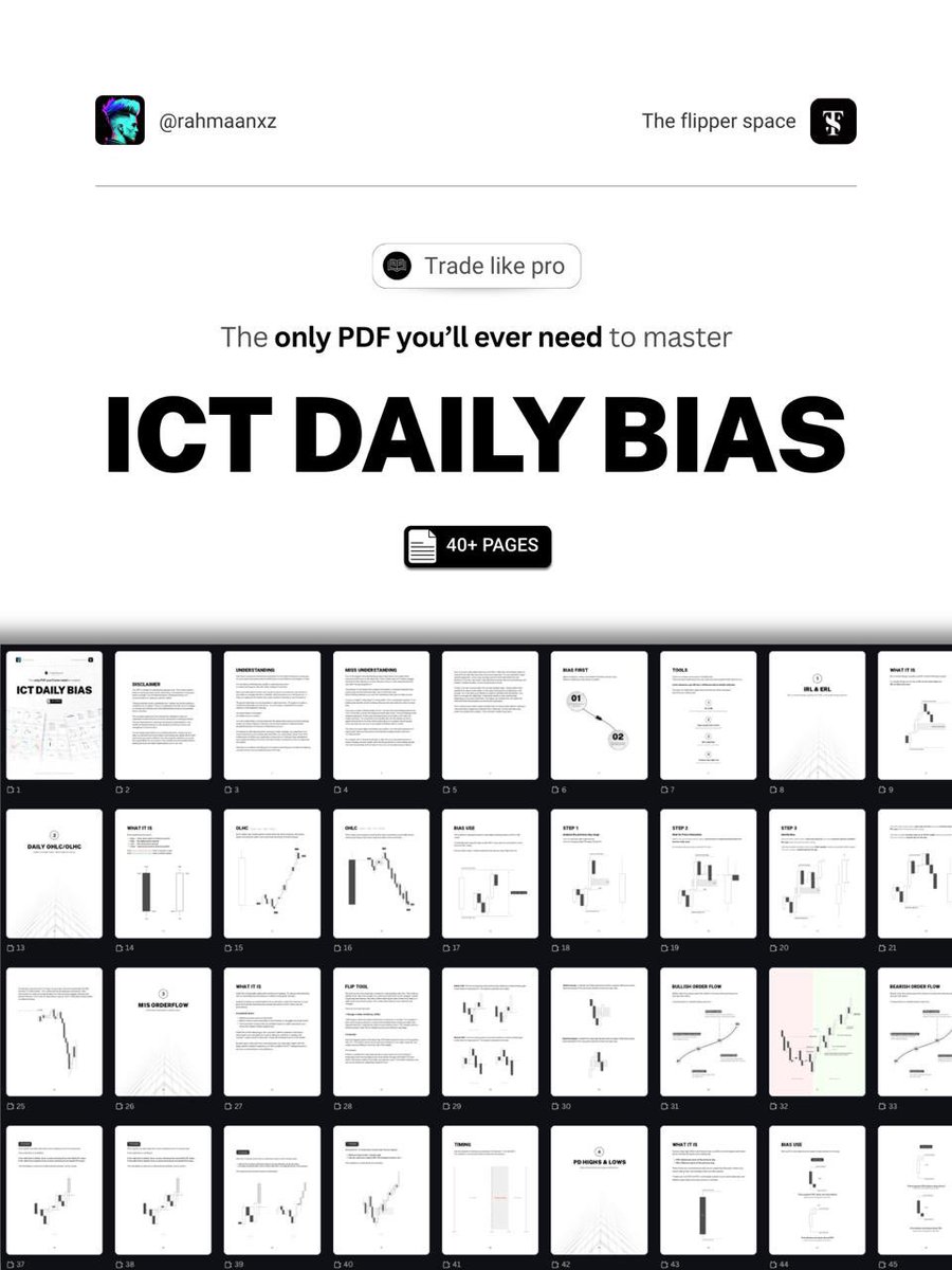 rahmaanxz's tweet image. Years of ICT knowledge on how to identify daily bias for scalpers and day traders. (40+ pages)

What YouTube doesn’t teach.

Giving it for free

Want the PDF?

Repost this post and comment “Daily Bias” below.
