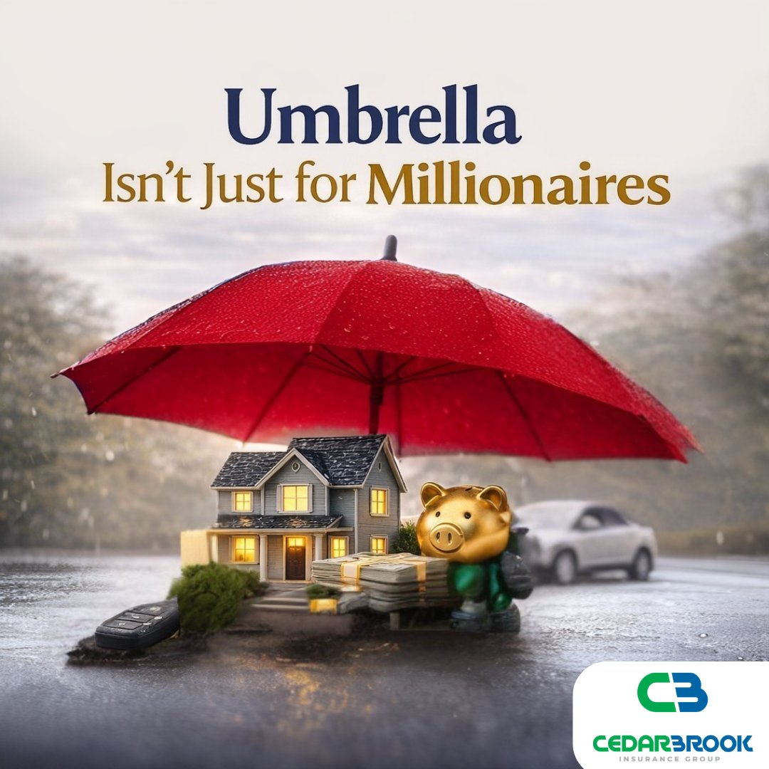 CedarBrookInsur's tweet image. Think umbrella insurance is only for the wealthy? It’s not.

It can add $1M+ in extra liability protection above your home and auto policies, often for less than you’d expect.
Book: na2.hubs.ly/H044-jL0
(833) 490-7878

#UmbrellaInsurance #Cedarbrook #AssetProtection