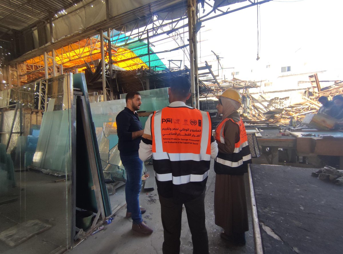 UNIDO's tweet photo. #UNIDO is helping restore #Gaza’s #industrialsector.

With @UNDP/#PAPP &amp; Palestinian Federation of Industries, under the Palestinian Ministry of Industry, the project will map industrial damage to support #recovery planning &amp; rehabilitation. 🔧🌱🤝

#UNIDORecoveryProgrammes https://t.co/Nq7b68D8kL