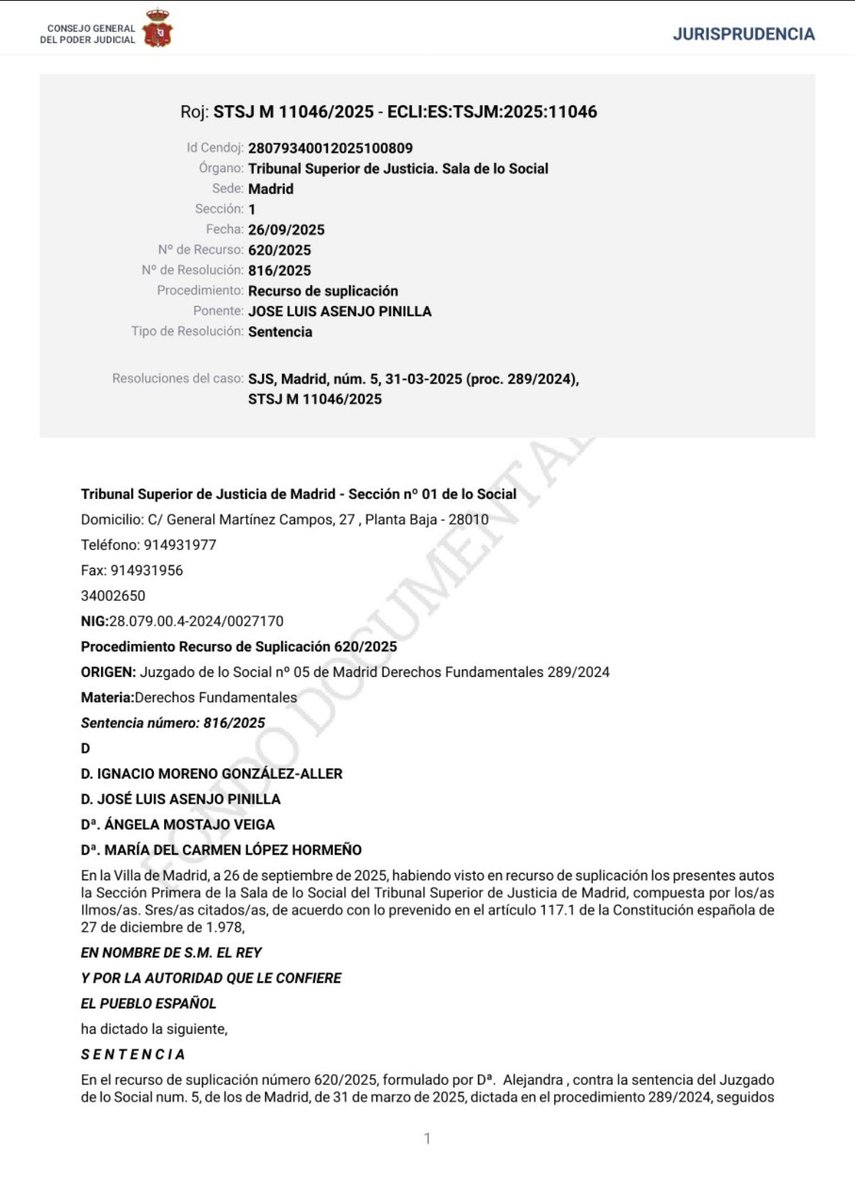 GlobalRaquel's tweet image. 🚨Un solo acto puede ser suficiente para constituir acoso laboral. 

Convenio 190 de la #OIT modifica la definición de acoso laboral

👩🏽‍⚖️Sentencia del Tribunal Superior de Justicia de Madrid de 26 de septiembre de 2025

#perito #acoso #PRL #toleranciaZero