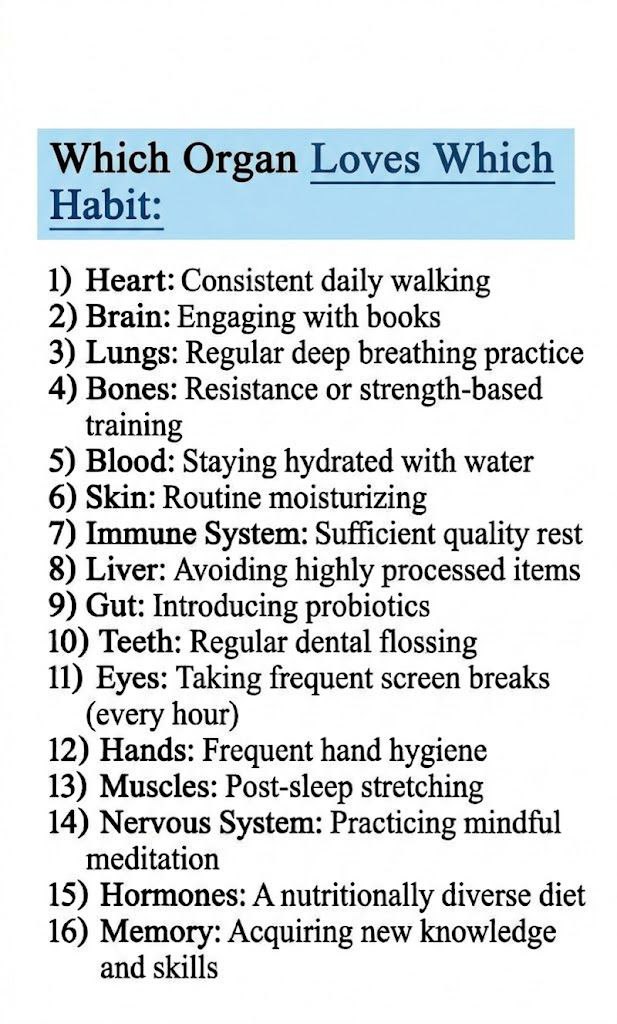 PeakPotentialH's tweet photo. Healthy Habits for Every Organ https://t.co/izqSyxZOHG