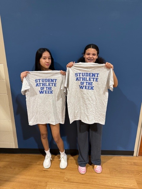AthleticsHerget's tweet image. Congratulations to Janelle Caramay and Stella Romero on being chosen as student athlete of the week for 7th girls basketball. They were chosen for their hard work and effort on the court and in the classroom! #studentathleteoftheweek #partofthepack #nbt